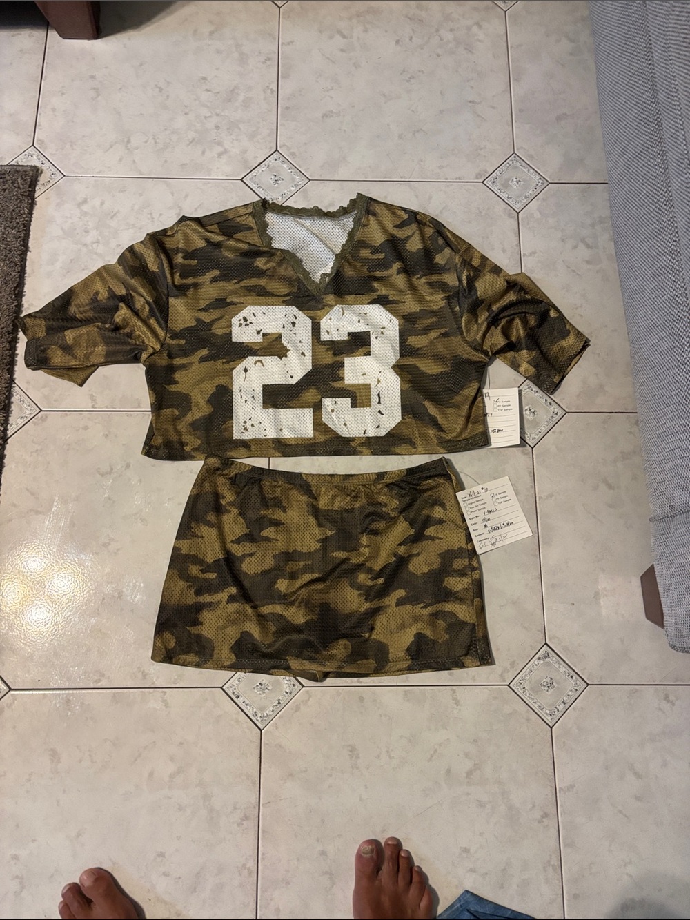 Petite Women Camo 23 Two-Piece Pajama Set - Olive Camo